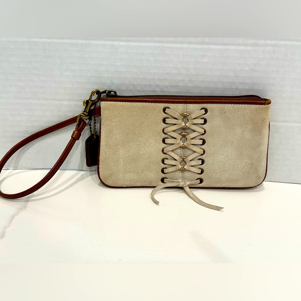 Coach Rare LARGE Corset-Laced Suede Y2K Wristlet